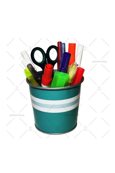 JokeyKırtasiye حامل قلم معدني منقوش باللون الفيروزي المقاوم للصدأ