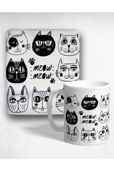 Onartem Meow Wrist Supported Mouse Pad and Mug Set