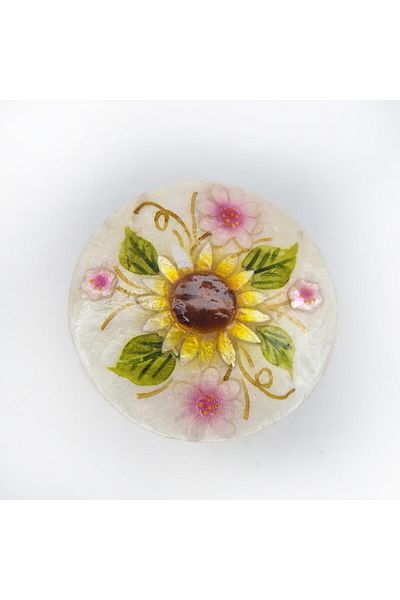 evinizdeki okyanus esintisi turkuaz hediyelik Medium Mother of Pearl Box-round-moonflower