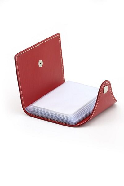 2K Credit Card Holder Red 10 Leaves Vertical 7.5x9.7 Cm