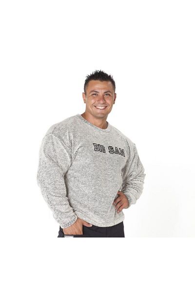 Big Sam Ecru Knitted Textured Winter Sweatshirt 4580