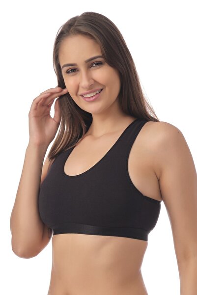 Doce Cravo Combed Cotton Padded Thick Strap Sports Bustier11601817 Black