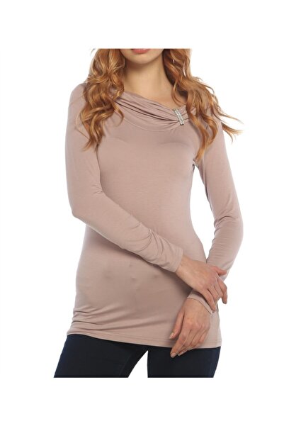 Bulalgiy Kadın Gül Kurusu Uzun Kollu Tişört - Bga244800