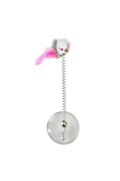 Tam12 Suction Cup Mouse Cat Toy Spring Pilgrim Non-Lying Mouse Chasing Game Attached to Glass