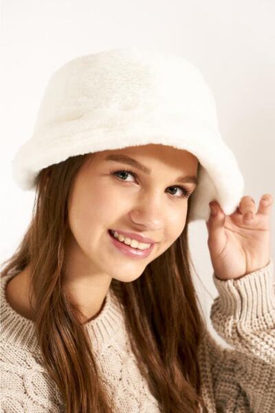 BALIENTE Soft Textured Ecru Plush Bucket - Women's Hat