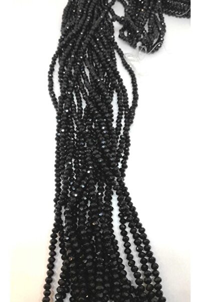 yiğit aksesuar 4 Mm Kristal Boncuk Siyah (5 Dizi)