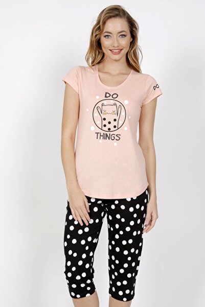 VİENETTA Pamuklu Kısa Kol Kaprili Pijama Takım
, 008041