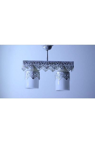 Uçar Chandelier Set of 2 White Patina