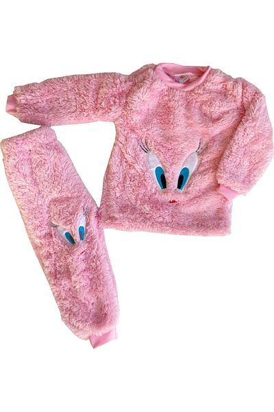 Eylül Bebe Girl's Plush Tweety Patterned Pajama Set