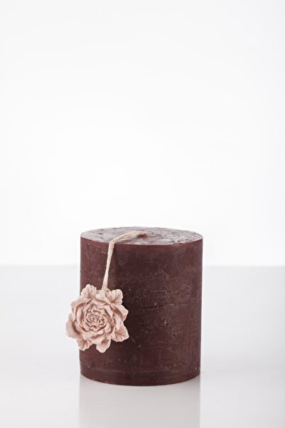 Missi 7x8 Gül Taşlı Bordo Silindir Mum