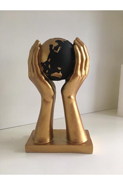 By Ari Ev Dekorasyon Dünya Tutan El Biblo Heykel Gold