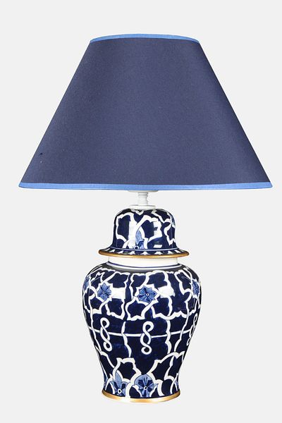 Qdec Bleu Blanc Shah Vase Lampshade Blue Gilt Blue