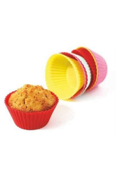 mys silicone Silikon Tırtıklı Muffin Kalıbı 6 Lı Set