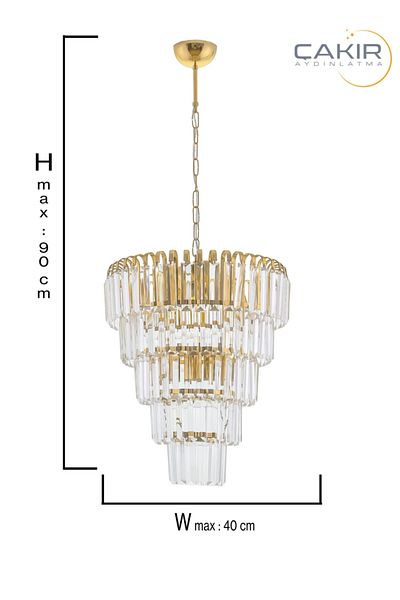 Çakır Aydınlatma Şelale 40 cm 5 Layer Yellow (Gold) Pendant Chandelier - Çakır Avize