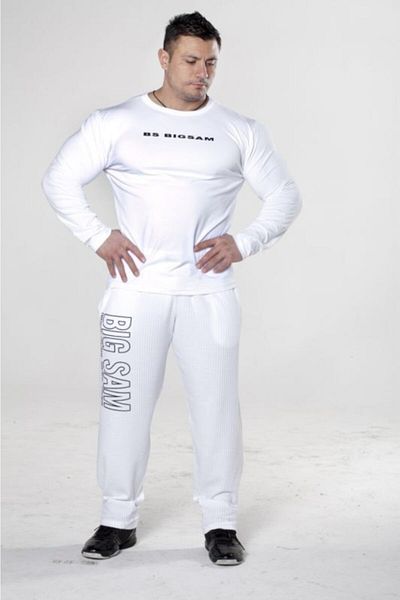 Big Sam Slim Fit White Cotton Sweatshirt 4588