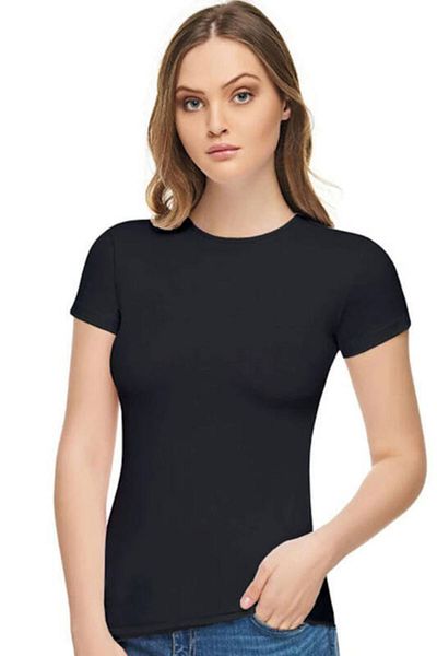 Tutku Elit Women's Black Elastane Half Sleeve T-shirt