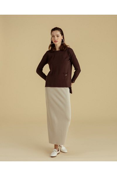Niliwi Rayon Pencil Skirt Beige