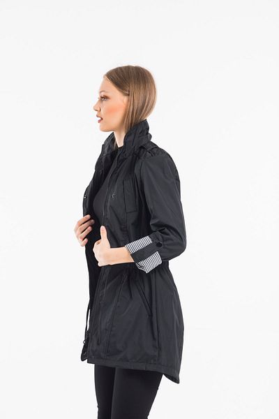 ladyzey Women's Gathered Waist, Side Pocket, Foldable Sleeve Lined Trench Coat