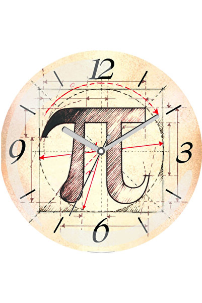 3M Pi Matematik Sessiz Akar Bombeli Gerçek Cam Duvar Saati