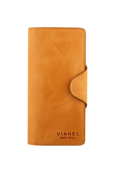 Vianel New York Axel Crazy Leather Mustard Yellow Unisex Money Portfolio