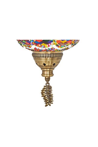 Demmex 3lü Otantik Osmanlı Mozaik Renkli Camlı Sarkıt Avize, 3 Büyük Cam