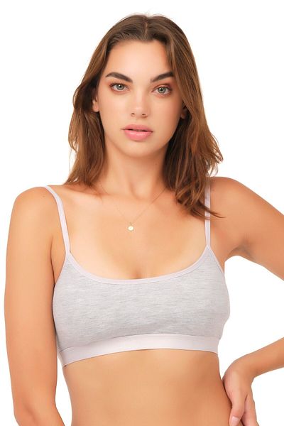 Doce Cravo Combed Cotton Covered Thin Strap Bustier 502 Gray