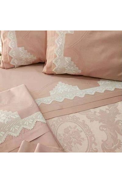 MİRAY Handcrafted Lace Chenille Pique Set - Powder