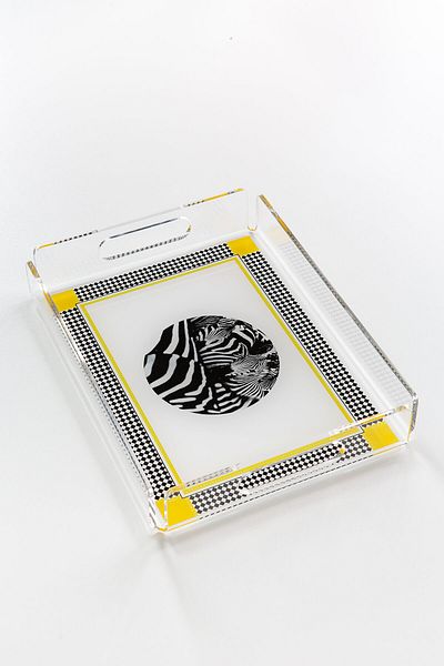 Queen Bee İstanbul Zebra Patterned Plexiglass Tray 30cm X 22 Cm
