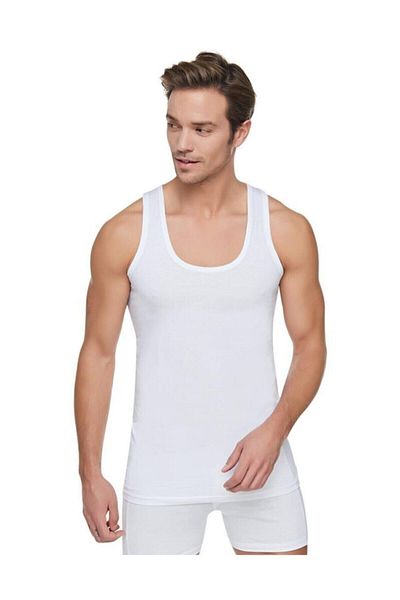 Tutku 12 Pieces White Color Ribbed Undershirt