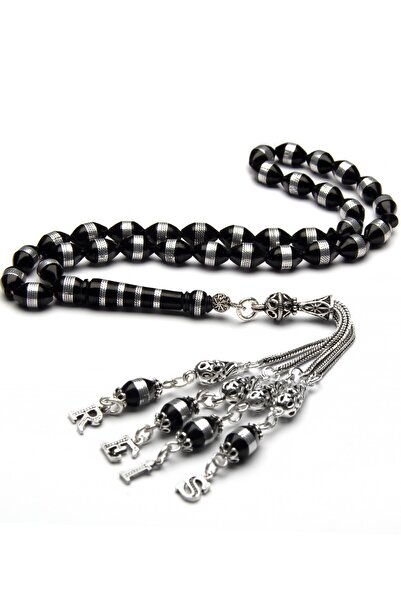 OTTOTESBİH 925 Sterling Silver Tasseled Popeye Written 7x11mm Bafon Coiled Skittle Rosary