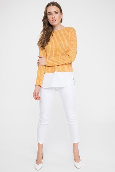 DeFacto Women's Yellow Shirt Detailed Vertical Stripes Tunic K3045Az19Sp