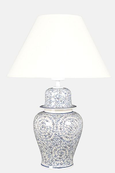 Qdec Bleu Blanc Shah Vase Lampshade Golden Horn White
