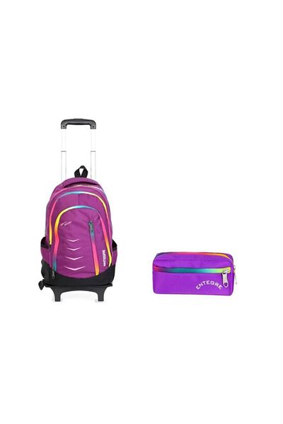 Çanta Sepetim Set de 2 genți de școală pentru copii, mov, unisex, 9755, cu racletă