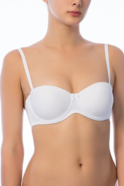 NBB Women's Supported Micro Padded Strapless White Bra 3520