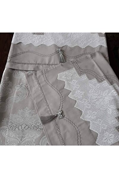 Gül El Isı Dantel Pıke Takımı Ağır Model Gümüş Gri*0.27