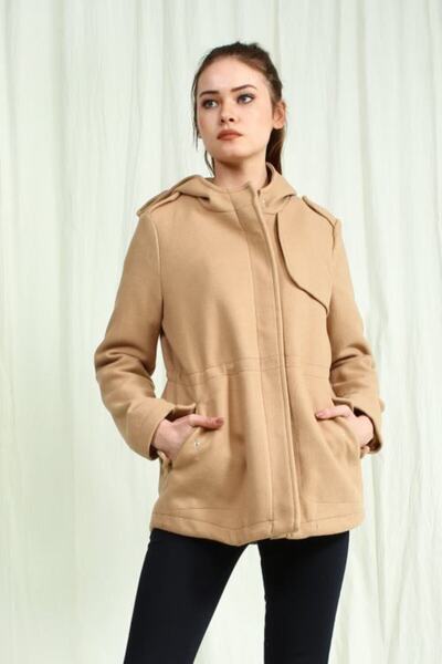 Collezione Kadın Regular Camel Kaşe Kaban