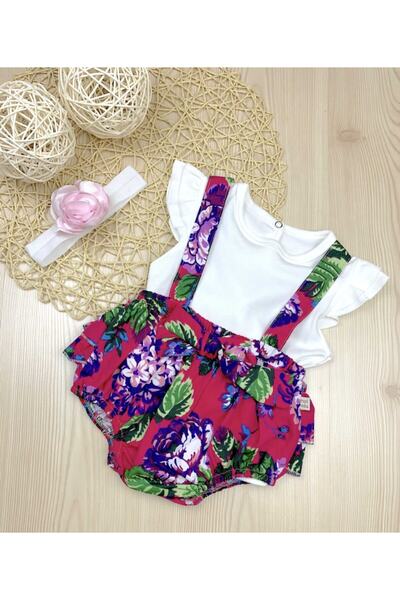 Luckylovelykids Fuşya Çiçekli Tulum