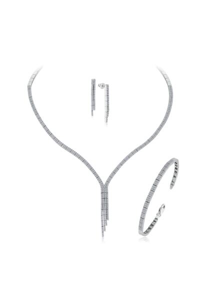 Mia Vento 2 Sıra Salkım Gümüş Su Yolu Set