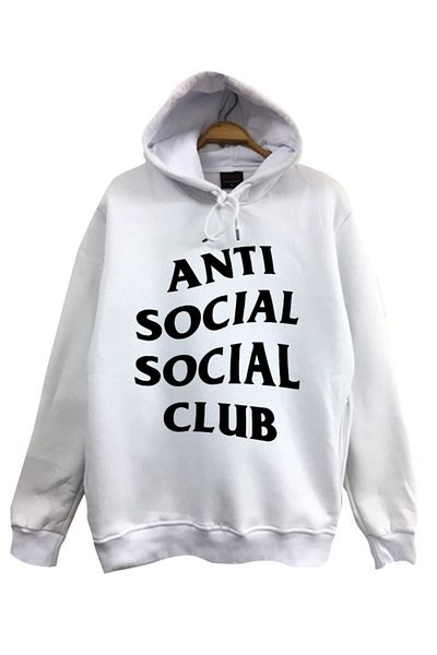 fame-stoned Hanorac alb cu glugă, unisex, 100% bumbac, imprimat Anti Social Club