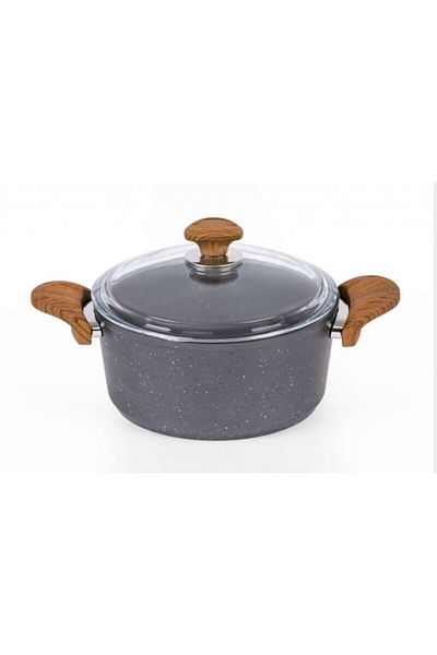 Özkent 24 Cm Gray Granite Deep Pot - Casserole