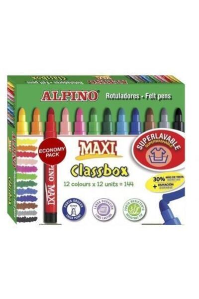 Alpino Çocuk مجموعة أقلام ألبينو ماكسي (12x12) صندوق 144 قطعة