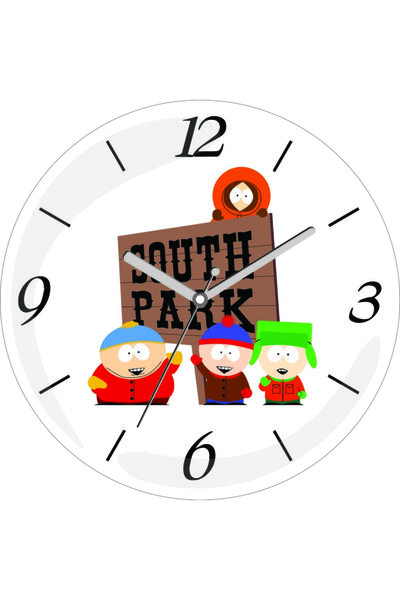 3M Ceas de perete din sticlă adevărată South Park personaj ler Silent Acar Bo...