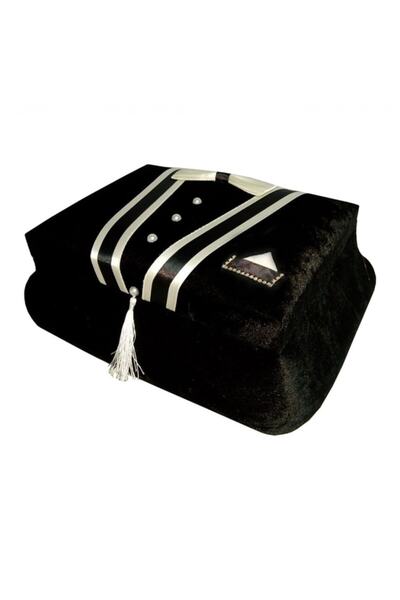 Evsay Damat Traş Makyaj Kutusu Nişan Çeyiz Sandığı Cepli Tekli Siyah