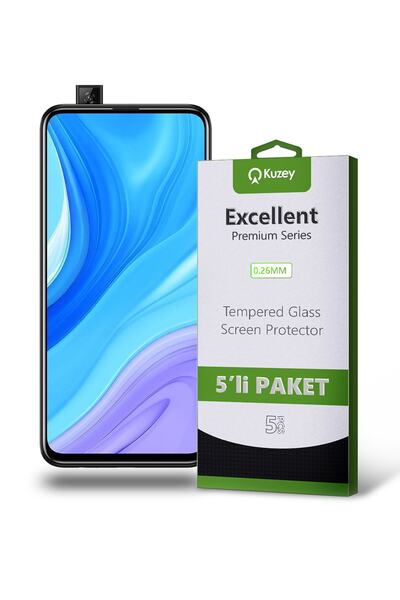 KZY İletişim Huawei P Smart Pro 2019 Temperli Ekran Koruyucu Kırılmaz Cam 5'l...