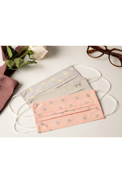 English Home Stars Pamuk Maske 9,5x18 Cm Pembe - Gri