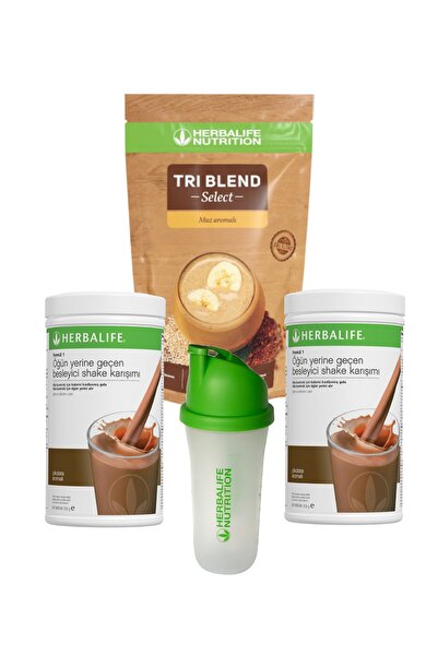 Herbalife Kilo Yukarı Kontrol Paketi Muz Aromalı Tri Blend Shake + 2'li Çikol...