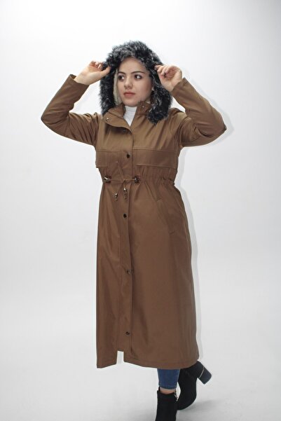 KMK Γυναικεία μάλλινη κουκούλα, γούνινο νερό και αντιανεμικό παλτό και παλτό ...