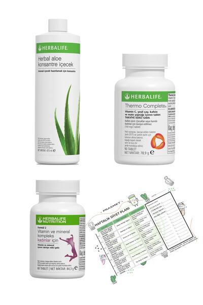 Herbalife Yağ Yakıcı Thermo Complete + Aloe Vera Içecek + Kadın Vitamini + Di...