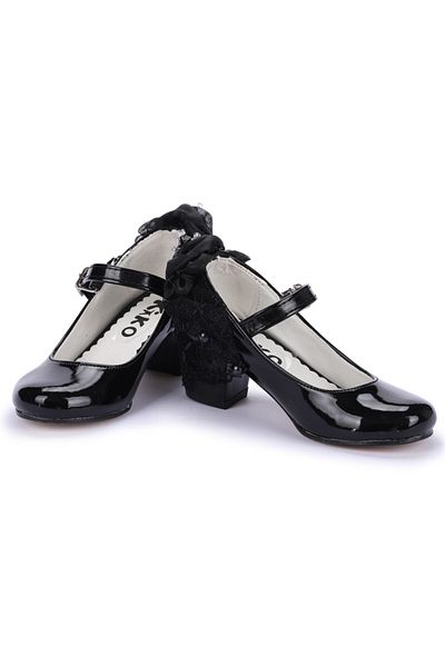 Aykatrend Kiko din piele neagră - Pantofi de zi cu toc de 4 cm pentru fete 754