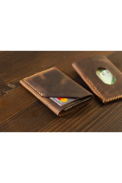 Hi Leather حامل بطاقات عمودي من الجلد باللون الجملي